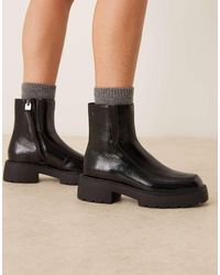Calvin Klein - Chunky Leather Ankle Boot With Zipper - Lyst