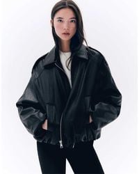Bershka - Leather Effect Balloon Jacket - Lyst