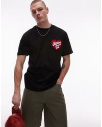 TOPMAN - Oversized Fit T-shirt With Stolen Hearts Club Patch Embroidery - Lyst