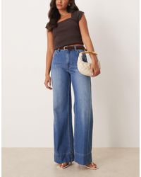 ASOS - Wide Leg Jean With Crease Front And Belt - Lyst