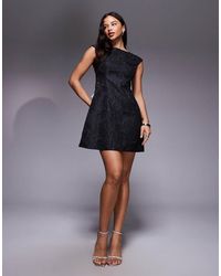 New Look - Jacquard Bow Skater Mini Dress - Lyst