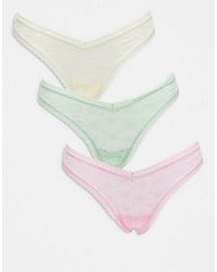 ASOS - 3 Pack All Over Lace Dipped Front Lingerie Thong - Lyst