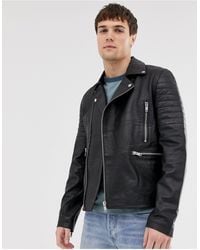 barney's originals real leather varsity jacket with panelling