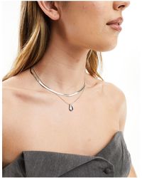 ASOS - Pack Of 2 Necklaces With Snake Chain And Molten Pendant - Lyst