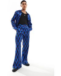 ASOS - Pantalon évasé d'ensemble habillé style vintage à motif losanges - Lyst