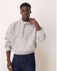 ASOS - Oversized Cropped Hoodie Met Verlaagde Schouders En Print Op De Borst - Lyst