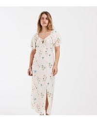 Vero Moda - Puff Sleeve Tie Front Detail Maxi Dress - Lyst