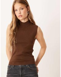Gina Tricot - Sleeveless High Neck Knitted Top - Lyst
