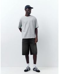 Pull&Bear - Bermuda en jean style skateur - noir délavé - Lyst