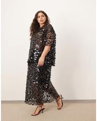 ARRANGE - Curve Sheer Grid Sequin Maxi Skirt Co Ord - Lyst