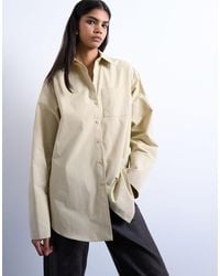 TOPSHOP - Cinched Oversized Poplin Shirt - Lyst
