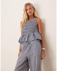 Aware - Shirred Seersucker Peplum Top Co-ord - Lyst