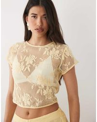 ASOS - Crochet Floral Lace Baby Tee - Lyst