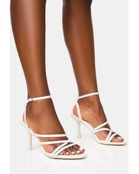 Public Desire - Free Spirit White Strappy Round Toe Mid Heels - Lyst
