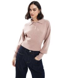 ASOS - Knitted Polo Collar Jumper With Structured Waist Detail - Lyst