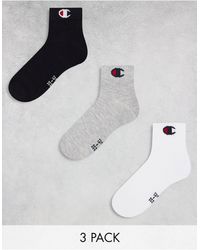 Champion - Confezione da 3 paia di calzini sportivi grigi, neri e bianchi - Lyst