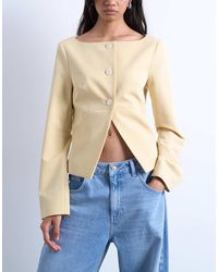 TOPSHOP - Blazer Color Latticello Con Cuciture A Vista - Lyst