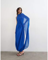TOPSHOP - Draped Hem Chiffon Midi Occasion Dress - Lyst