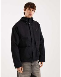 Fred Perry - Cropped Ripstop Logo Hooded Parka Jacket - Lyst