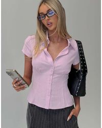 Princess Polly - Cottesloe Button Through Fitted Short Sleeve Shirt - Lyst