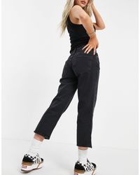 ASOS Asos Design Petite High Rise Stretch 'slim' Straight Leg Jeans - Black