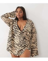 ASOS - Asos Design Curve Crinkle Tie Front Cover Up - Lyst