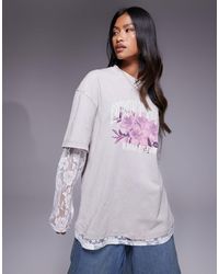 Liquor N Poker - Lace Long Sleeve T-shirt With Graphic Logo - Lyst