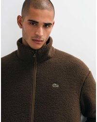 Lacoste - High Neck Zip Through Fleece Sweatshirt - Lyst