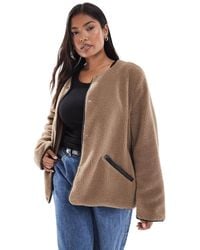 Vero Moda - Lightweight Contrast Teddy Jacket - Lyst