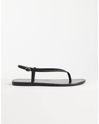 Mango - 100% Leather Strappy Flat Sandals - Lyst