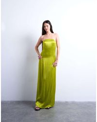 TOPSHOP - Satin Bandeau Maxi Dress - Lyst