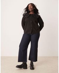 ASOS - Asos design curve – hemd aus verwaschenem twill mit rüschenkragen - Lyst