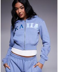 Kaiia - Embroidered Logo Zip Through Hoodie - Lyst