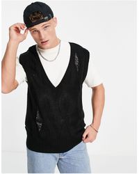 Another Influence Cable Knit Jumper Vest - Black