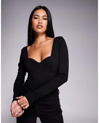 ASOS - Cotton Rib Bodysuit With Scoop Back Detail - Lyst