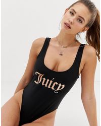 Juicy Couture Contrast Logo Swimsuit - Black