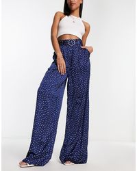 Mango - Wide Leg High Waisted Polka Dot Tailored Trousers - Lyst