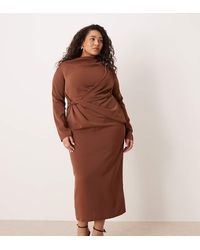 ASOS - Asos Design Curve High Neck Draped Slinky Maxi Dress - Lyst