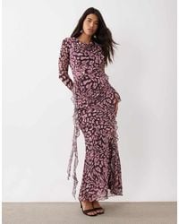DASKA - Chiffon Cowl Neck Frill Detail Maxi Dress - Lyst