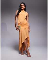 ASOS - Ruched Maxi Dress With High Low Hem - Lyst