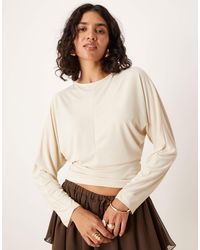 ASOS - Modal Cinch Waist Long Sleeve With Open Back - Lyst
