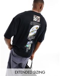 ASOS - T-shirt oversize avec imprimé streetwear sur la colonne - Lyst