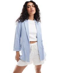 Stradivarius - Oversized Linen Look Blazer - Lyst