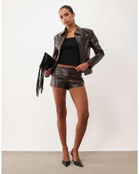 Lioness - Soho Woven Faux Leather Mini Shorts Co-ord - Lyst