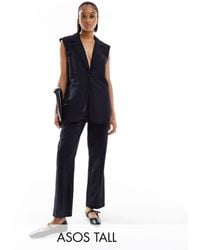 ASOS - Asos Design Tall Tailored Belted Trouser With Linen - Lyst