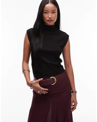 Mango - Top sans manches en maille à col montant - Lyst