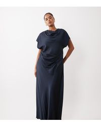 Forever New - Satin High Neck Tuck Side Detail Bias Maxi Dress - Lyst