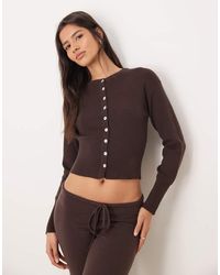 Gina Tricot - Co-ord Long Sleeve Fitted Fine Knit Cardigan - Lyst