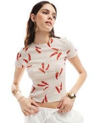 ASOS - – knappes t-shirt aus netzstoff mit chili-all-over-print - Lyst
