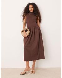 ASOS - Grown On Neck Maxi Dress With Poplin Mix Skirt - Lyst